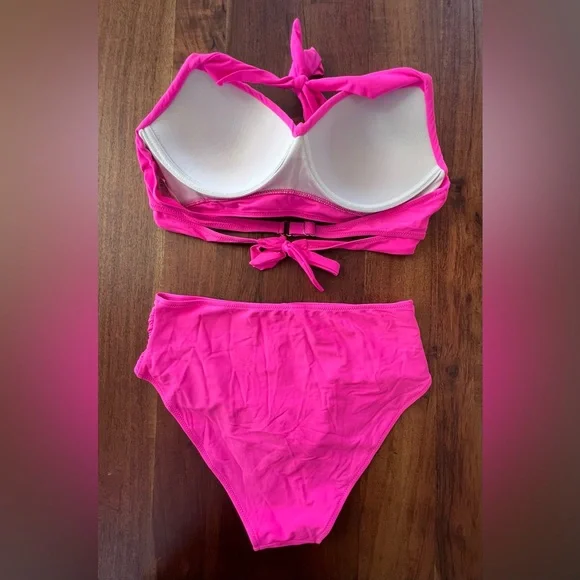 NWOT Tempt Me Hot Pink High Waist Bikini, Size XL - Picture 4 of 12